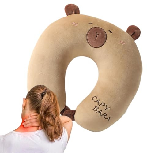 per il collo da viaggio, in peluche Capybara, di supporto per il collo con comfort, forma a U in memory foam, versatile da viaggio per adulti, morbido da viaggio