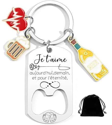 MNBVBV Cadeau Couple Decapsuleur Cadeaux St Valentin Homme, Porte Clé Couple, Cadeaux Copain Idee Couple Original,Pour Son Copain,Cadeaux Homme Saint Valentin
