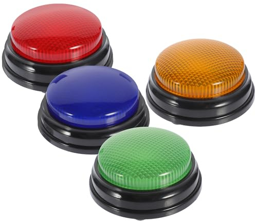 HEALSOPTHY Botones de Juego con Luz y Sonido 4 Piezas de Plástico Colores Surtidos Accesorios para Concursos y Fiestas Pulsadores Divertidos para Juegos y Eventos Sociales