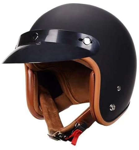 Caschi Jet E Demi-Jet Stile Vintage Mezzo Casco Moto 3/4 Omologato DOTECE Aperto Casco Scooter Retrò Uomini Donne Caschi Cromwell Adatto Tutte Le Stagioni Elmetto Scodella F,S:55-56CM