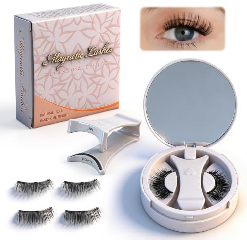 NGOKPYD Magnetische Wimpern Set, Magnet Wimpern NatüRlicher Look, Magnetische Wimpern mit Applikator,Wiederverwendbare Magnetwimpern ohne Kleber & Eyeliner(CT10-1)