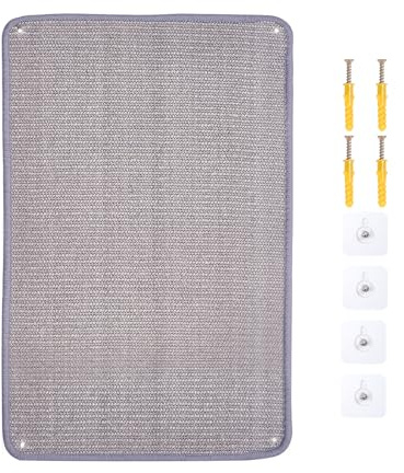 Novelfun 1 Stück Grau Sisal Kratzmatte 40x60CM Kratzschutz für Wand Sofa | Natürliches Sisal, Katzenkratzmatte für Katze, Rechteckige Katzenkratzpad, Praktischer Schutz für Sofa, Möbel und Hauswände