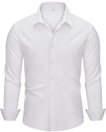 Autsel Camisa para Hombre Manga Larga Slim Fit Camisa de Vestir Elegante