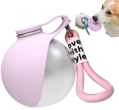 Botella de agua portátil para perros 2 en 1, botella de agua con cuenco plegable, botella de agua de acero inoxidable a prueba de fugas de 285ml con cuenco de silicona, fácil de llevar para caminar y
