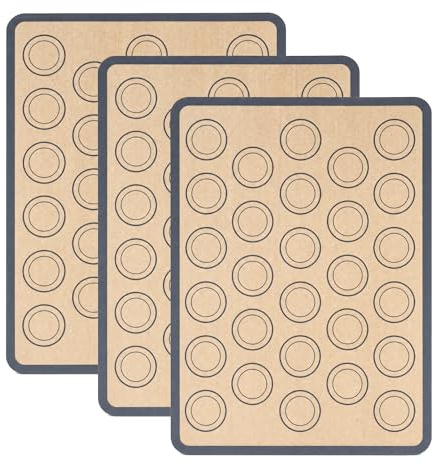3 Pieces Silicone Macaron Baking Mat, 42 x 29.5 cm Baking Sheet Non Stick Reusable Macaron Bakings Mat Thick Oven Tray Liners Bakings Tray for Pizza Macarons Biscuits Cakes Bread