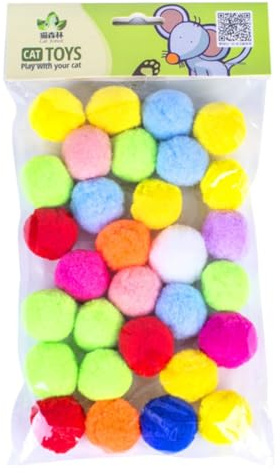 TOYANDONA Pompons Colorés en Peluche, Jouets à Boule Élastique 30 Pièces | Chat et Chaton, Lot Léger pour Jeu Intérieur, Stimule L’instinct, Apporte Plaisir Couleur Aléatoire