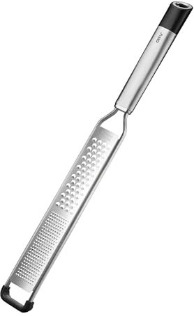 GEFU Fein- & Grobreibe PRIMELINE | DIAMOND LASER CUT, Edelstahl, 2 Reibeflächen innengewölbt | Für Zitrus, Muskat, Käse, Schokolade | Spülmaschinengeeignet