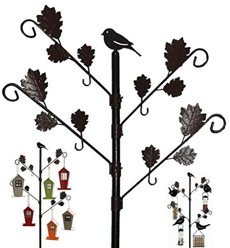 Unibos | 8 Hook Bird Feeder Station, Metal Stand, Small Bird Feeder, Garden Decoration