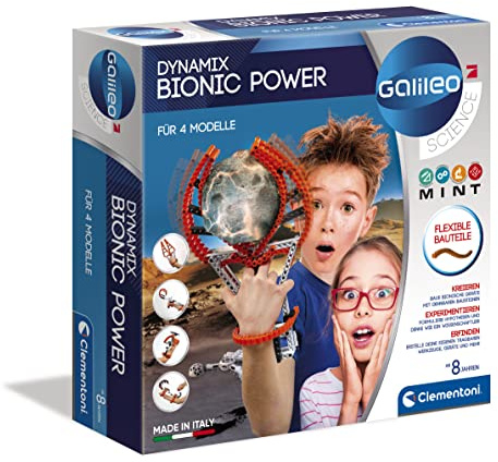 Clementoni 59193 Galileo Build – Dynamix Bionic Power, 200-teiliges Modellspielzeug, Bauset für 4 Verschiedene Modelle, Konstruktionskonzept für Kinder ab 8 Jahren