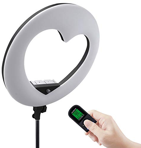 Yidoblo LV-960EII 96W LCD-Bildschirm Display dimmbar 3200K-5500K herzförmige LED Ringlicht mit Fernbedienung & 3 Blitzschuh für YouTube Kamera Smartphone Portrait Selfie Video Studio