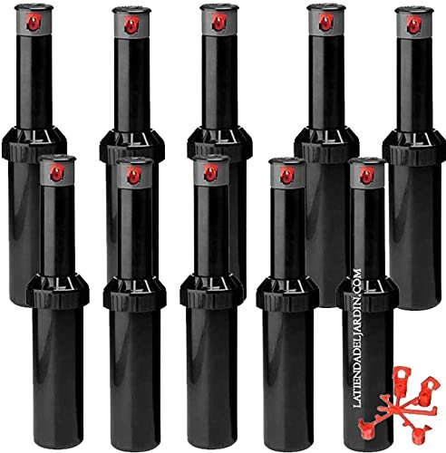 Suinga 10 x Sprinkler MINIPRO 1/2 Zoll. Reichweite von 5,10 bis 9,1 m. Versenkbarer Gartenregner Krain.