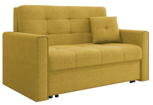 Mirjan24 Sofa Viva II Lux mit Schlaffunktion, Bettsofa, 2 Sitzer Polstersofa mit Bettkasten inkl. Kissen, Schlafsofa Sofagarnitur, Wohnlandschaft, Farbauswahl (Tatum 275)