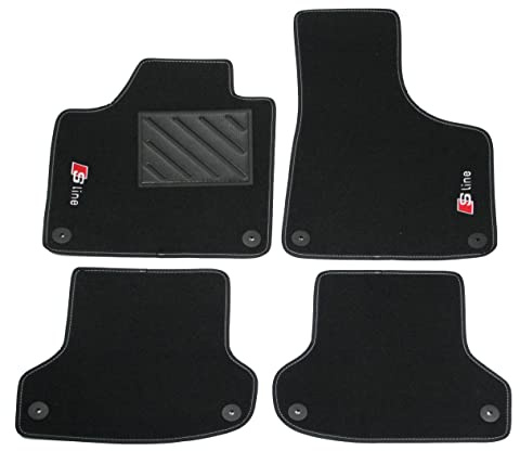 Tappetini compatibili per A3 8P dal 2003 al 2012 con 2 loghi ricamati, Moquette per Autovettura