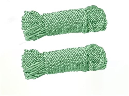 2 Pack Braided Twisted Silk Rope - Durable and Strong Polyester Cord Rope for All-Purpose and DIY Craft (10m/ 32.8 Feet, 7 mm Dimension) Light Green