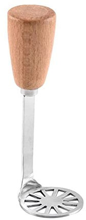 ARFUKA Kartoffelstampfer, Kartoffel Stampfer aus Edelstahl, Gemüsestampfer Kartoffelpresse mit Holzgriff für Kartoffeln und Knollen-Gemüse