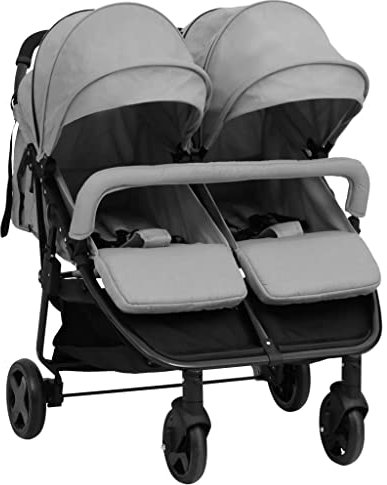 vidaXL Geschwisterwagen Hellgrau und Schwarz Stahl