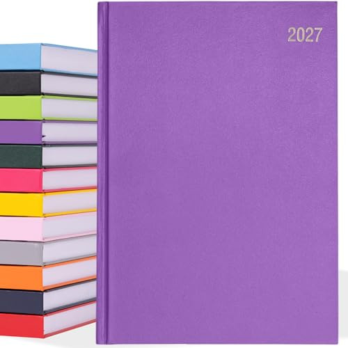 Jahresplaner 2025, A4, 1 Seite pro Tag, fester Einband, kompletter Jahresplaner, Terminkalender, Violett (in englischer Sprache)