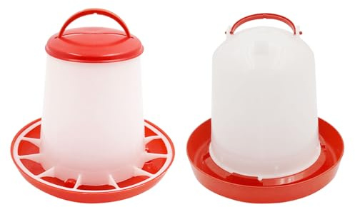 Anjing 1.5KG Futterautomat und 1.5L Hühnertränke,Küken Futterautomat und Tränke Set,Automatische Wassertränke,Ertrinken Beweis Hühner Futtertrog Set,Rot und Weiß