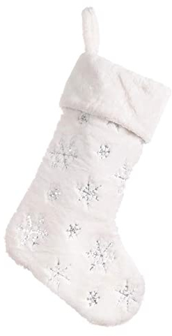 ＣＨＡＭＥＥＮ Weihnachtsstrümpfe Groß Nikolausstiefel zum Befüllen, Weihnachten Geschenktasche, Kamin Dekoration, Kunstfell, Schneeflocke