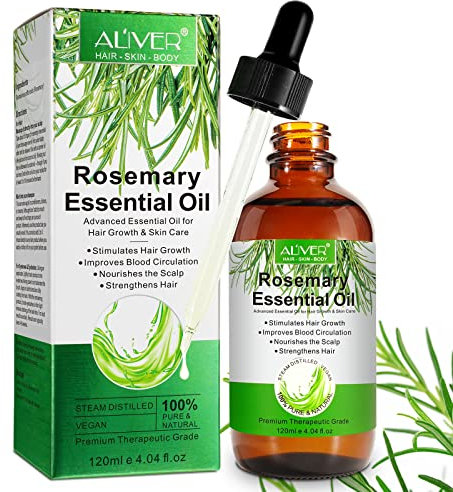 Olio Essenziale Di Rosmarino Per La Crescita Dei Capelli - 100% Puro Biologico Per Sopracciglia E Ciglia, Cura Della Pelle, Nutre Il Cuoio Capelluto, Stimola La Crescita Dei Capelli 120Ml