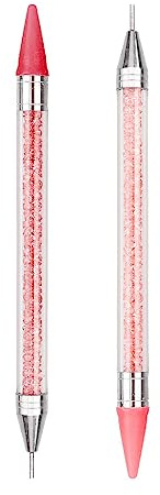 Jagowa Lot de 2 stylos de peinture diamant auto-adhésifs à double tête pour le ramassage de strass pour loisirs créatifs, peinture, nail art (rose, bleu)