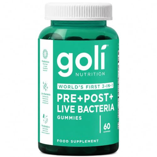Goli Pre+Post+Live Bacteria Gummies | Digestive Health & Immune Support | World's First 3-in-1 | Gluten-Free, Vegan, Non-GMO, Gelatin-Free | 60 Gummies