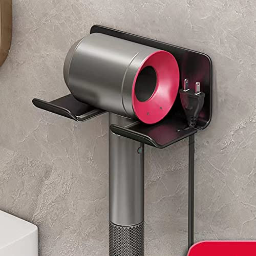 Porta phon, Porta asciugacapelli, Porta phon da muro, Supporto asciugacapelli Senza Foratura, Supporto per asciugacapelli, Adatto per la Maggior Parte degli asciugacapelli (Nero)