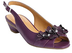 Comfortview Women's The Rider Leather-Like Slingback - 9 W, Eggplant (Wide Widths Available)