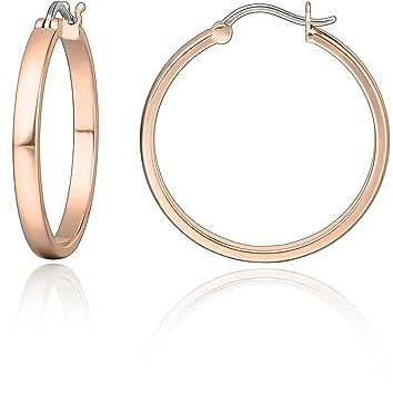 Limerencia Titan Creolen Ohrringe für Damen Herren, G23 Medizinische Hypoallergen Gesundheitsstecker Hoop Ohrringe für empfindliche Ohren Mode Damenschmuck (No Gem 30mm, Rose Glod)