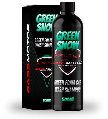 BassMotor Shampoo Auto Attivo Schiuma Auto Colori, Lavaggio Auto e Moto, Pulisce, Sgrassa e Lucida - Green Snow Shampoo Verde 500 ml