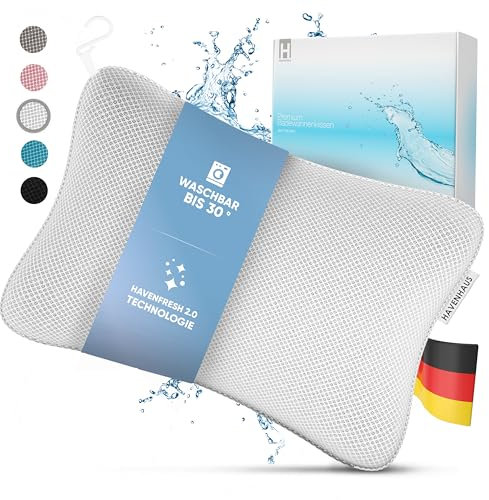 HAVENHAUS Coussin de bain blanc de qualité supérieure - Séchage rapide et ventouses extra larges pour un maintien ferme - Coussin de baignoire lavable - Oreiller pour une détente optimale de la nuque