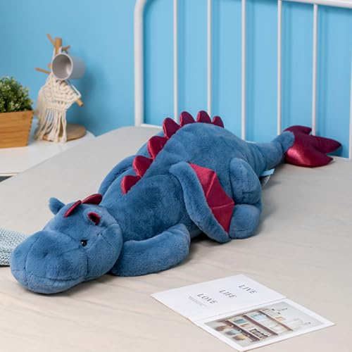 Ololele Drache Stofftier 90X34X12CM 2.2KG Medium Plüsch Drache Spielzeug für Kinder Rosa Weiß Grün und Blau erhältlich Sehr süßer Plüschdrache