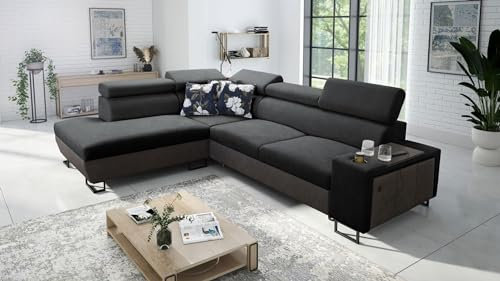 Ecksofa Melani VII 285x220cm - Schlaffunktion - Bettkasten - L-Form - Couch - Eckcouch - Schlafsofa - Wohnlandschaft - Sofa - Polstersofa - Couch - Freya210.24+Kunstleder Tauro8207 - Links - 26