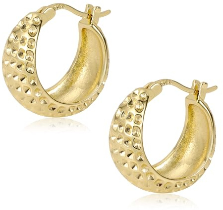 ALEXCRAFT Sterling Silver 925 Örhängen Dam 14K guld pläterade Grova och trendiga Hammer Wide Large Hoop Örhängen Dam