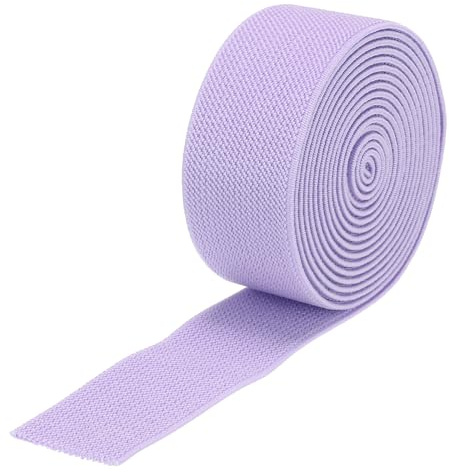 QUARKZMAN Cinta Elástica de Tela de 3cm (1.2) de Ancho de Doble Cara, 2 Yardas/6 Pies de Largo, Banda Elástica Tejida de Alta Elasticidad, Color Morado Claro, para Costuras