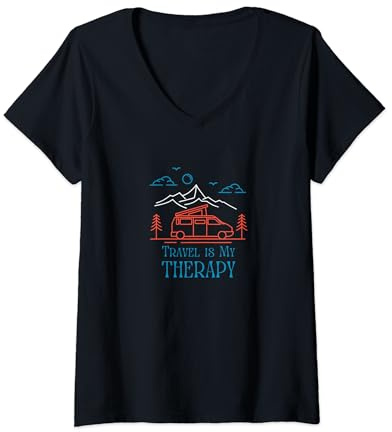 Womens Travel is My Therapy Troyer's Travels V-Neck T-Shirt
