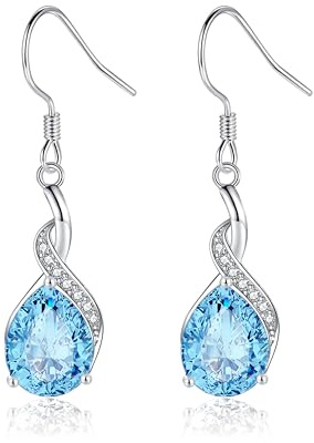 Cangall Ohrringe Silber Hängend, 925 Sterling Silber Tropfen Ohrhänger, Glänzende CZ Anhänger, Leicht Elegant Ohrschmuck für Damen Frauen