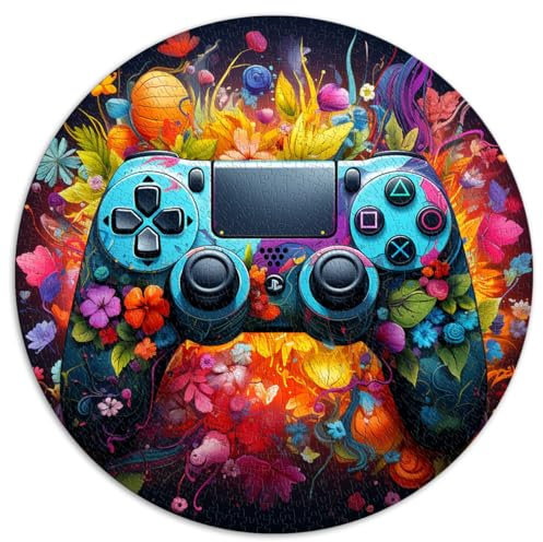 Puzzle mit 1000 Teilen für Erwachsene und Kinder, kreisförmige Puzzles mit Gamecontroller, für Erwachsene und Kinder ab 12 Jahren. Puzzles aus Pappe, lustiger Familienspaß. Größe: 67,5 x 67,5 cm.