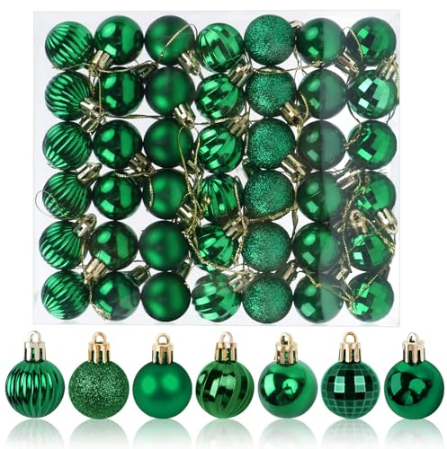 42 Stück Weihnachtskugeln Grün, 3CM Christbaumkugeln Kunststoff Bruchsicher Weihnachtsbaumkugeln Christbaumschmuck Christbaumkugeln für Weihnachtsbaum Neujahr Festival Ornamente
