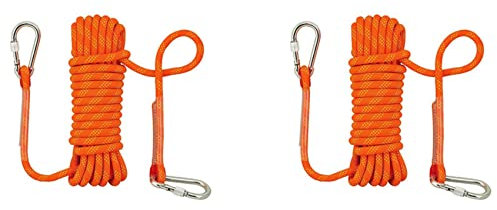 Decqerbe 2Stck 10M Kletter Seil Durchmesser 12 mm Hochleistung Kletter Seil Fire Escape Seil mit 4 Karabinern
