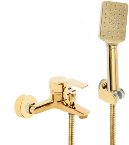 Rubinetto per vasca da bagno con doccetta per vasca da bagno, set doccia dorato, set doccia in ottone