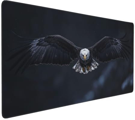 Large Mouse Pad 900x400x4mm Black Gaming Mouse Mat Eagle XL Mousepad Anti-Fray Stitched Edges with Non-Slip Rubber Base,Ergonomic Mouse Pad Extended Desk Mat,for Home Office Accessories PC,Laptop