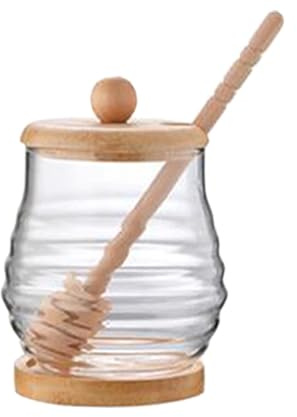 Llazsybz Récipient En Verre pour avec Cuillère, Idéal pour La Maison, Couvercle Rond 280 Ml