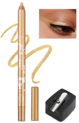 Jutqut guld glitter gel eyeliner, metallisk kajalpenna vattentät | Hållbar torkbeständig, högpigmenterad, lätt att använda, smooth, med pennvässare, makeup för kvinnor