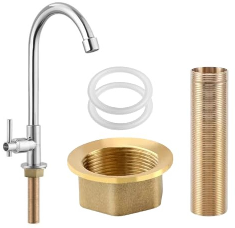 Kit d'extension de robinet – 100 × 31,5 mm Rallonge de tuyau fileté, robinet d'eau froide, robinetterie mamelon, contre-écrou, rallonge de robinet en laiton pour le montage de robinets