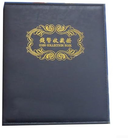 Zoegneer 1 x oder 3 x Münzalbum mit 3 Löchern, PU-Leder, Organizer, Münzsammlung, Album, Ordner, leere Hülle für schwarz, 27 x 23 cm (1 Stück)