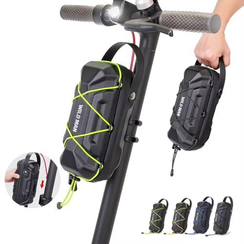 liebfit Lenkertasche Gabeltasche für E-Scooter Elektroroller E-Bike, 3L Kapazität, Abnehmbar mit Tragegriff, Gummiseil-Befestigung, Schwarz