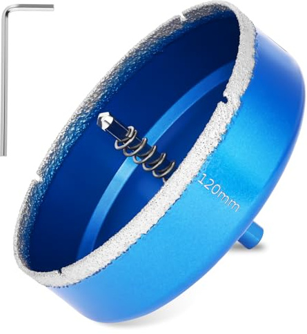 Flintronic Sega a Tazza Diamantata, 120mm Punte per Trapano Diamantate, Brasato Sega a Tazza, con Punte Guida di Centraggio, per Piastrelle, Porcellana, Marmo, Ceramica