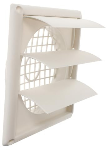 Cubierta de Ventilación Exterior para Secadora, Abs Blanco, 4 Pulgadas | Rejilla Fina Integrada, Tornillos Incluidos, Tubo Trasero Redondo de 6 Pulgadas/150 Mm