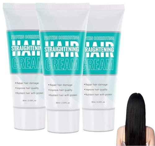 Haarglättungscreme, Proteinkorrigierende Haarglättungscreme, Glanz und Seide, Nährende, schnell glättende Kollagen-Haarglättungscreme (3pcs)